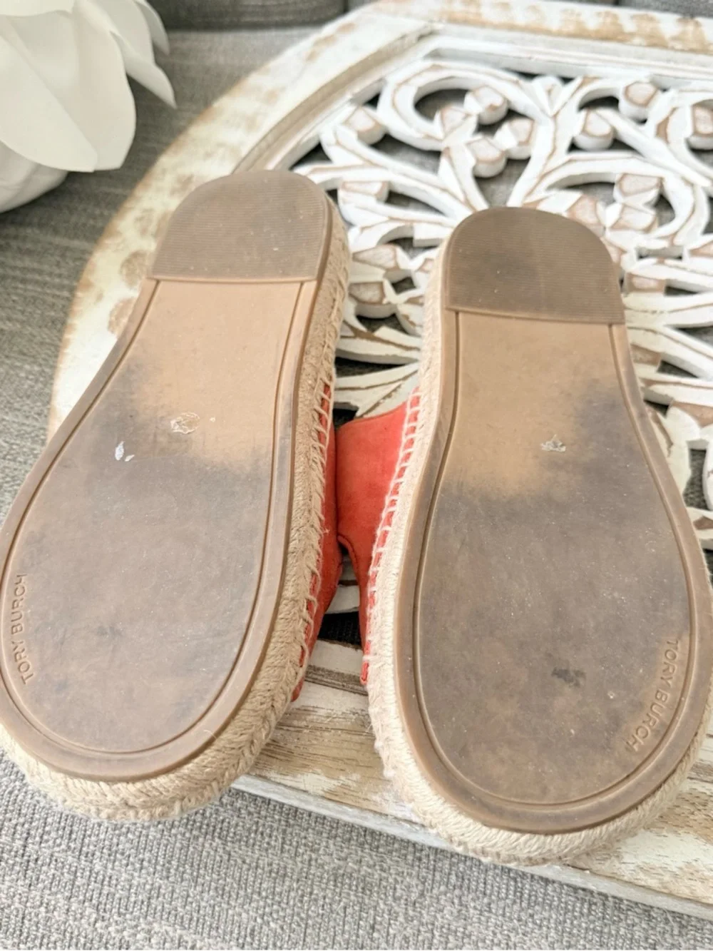 Tory Burch Orange Suede Leather Slides Sandals Shoes Women’s 8